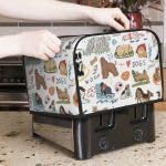 Toaster Cover 4 Slice with Dog Pattern Dustproof Protection | Waterproof Fingerprint Wide Slot Reusable for Kitchen Small Appliance
