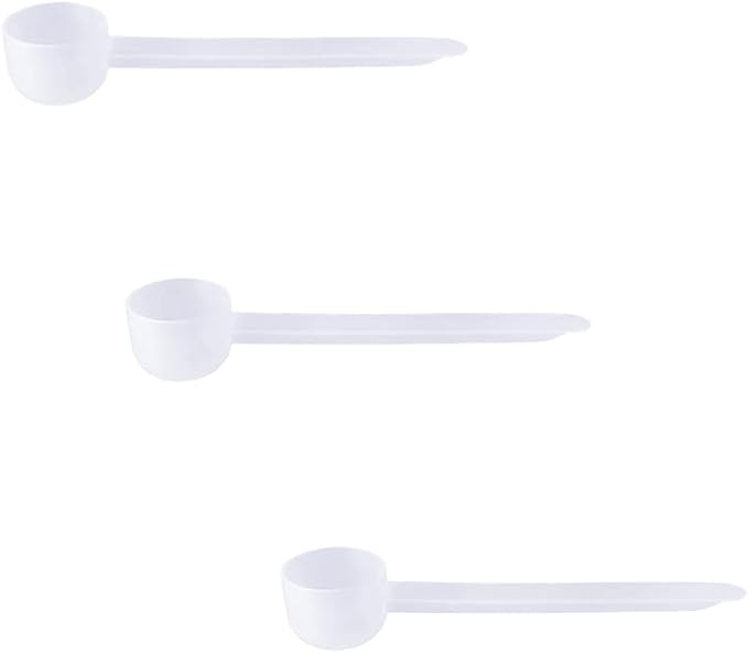 Plastic Measuring Scoop, (Bowl 10 cc | 2 Teaspoon | 10 mL) Long Handle Spoons for Powders, Granules, Coffee, Pet Food, Baking Supplies, Protein and Other Dry Goods, BPA Free (Set of 3)