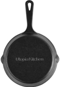Utopia Kitchen Cast Iron Skillet 10.25 Inch Pre-Seasoned PFAS-Free Black | Chef Pan, Even Heat Distribution, Stovetop, Oven, Campfire and Grill Safe, Large Skillet, Indoor Outdoor Use