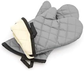 ARCLIBER 16" Quilted Terry Oven Mitts 1 Pair Heat Resistant Kitchen | Quilted Lining, 1 Pair, Heat Resistant, Classic, Cotton Blend, Cooking, Baking, Grilling, Non-Slip Grip