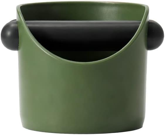 Coffee Knock Box, 4.6 in, Barista Style Espresso Grounds Knock Box, Removable Plastic Knock Rod, Non-Slip Base, Espresso Maker Accessory (Green)
