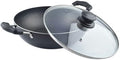 Deep Kadhai Induction Base Non-Stick Kadai with Glass Lid Non Stick Frying Pan Wok Flat Bottom Non Stick All Purpose Pan Non-Stick Aluminium Kadhai Deep Fry Pan (240mm) 2.2Ltr