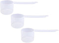 Plastic Measuring Scoop, 4 Tablespoon (60 cc | 1/4 Cup | 2 oz. | 60 mL) Long Handle Spoons for Powders, Granules, Coffee, Pet Food, Baking Supplies, Protein and Other Dry Goods, BPA Free (Set of 3)