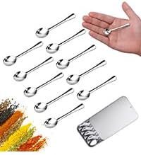 10PCS Tiny Spoons - Mini Stainless Steel Spoons 2.9 inch for Salt Jars Spice Jars, SUS 304 Food Grade Seasoning Spoon for Powder Spices, Pepper, Sugar, Coffee (10, 2.9Inch(7.3cm)-Silver)