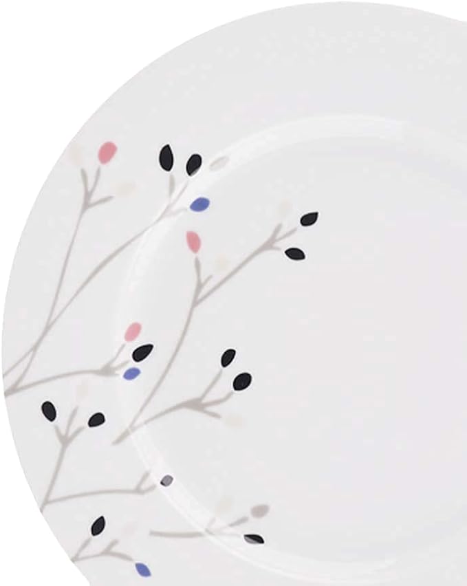 Amazon Basics 18-Piece Complete Kitchen Dinnerware Set, Microwave and Dishwasher Safe, Plates, Dishes, Bowls, Service for 6, Branches