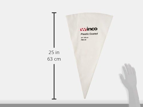 Winco PBC-24 Pastry Bag Cotton with Plastic Coating, 24-Inch,White,Medium | Great for Icing, Frosting, Pastries and Cake Decorating
