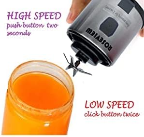 Portable Smoothie Blender ROSEVIEW Glass Cordless Mini Shakes Cup blend for smoothies USB rechargeable juicer 2 battery Handheld Personal travel Jet mixer (Black Steel) (BLKSteel)