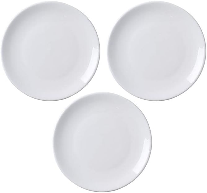 Porcelain Appetizer Plates Set of 3 Small 5 Inch White Dessert Salad Plates | Dinner Plates for Sides Snack Sauce Kitchen Ceramic Serving Dishes