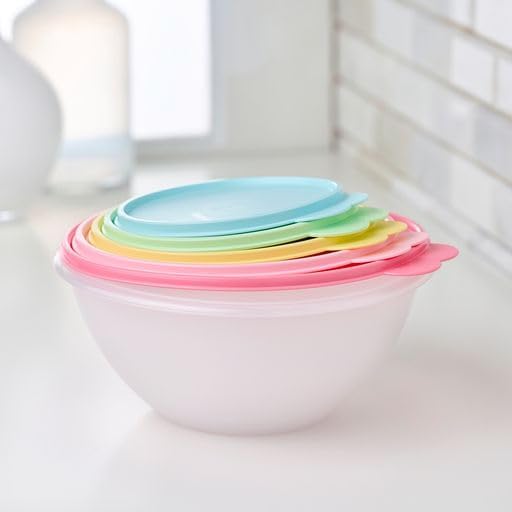 Tupperware Wonderlier 10-Piece Vintage Pastel Set (5 Bowls + 5 Lids) | Plastic Food Storage Mixing Bowl with Secure Lids, BPA Free Materials, & Dishwasher-Safe for Kitchen Storage or Meal Prep