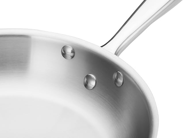 WINCO Tri-Ply Frying Pan, Silver | Induction compatible, Even heat distribution, Helper handle for secure grip, Great for Sauteing, Searing and Frying