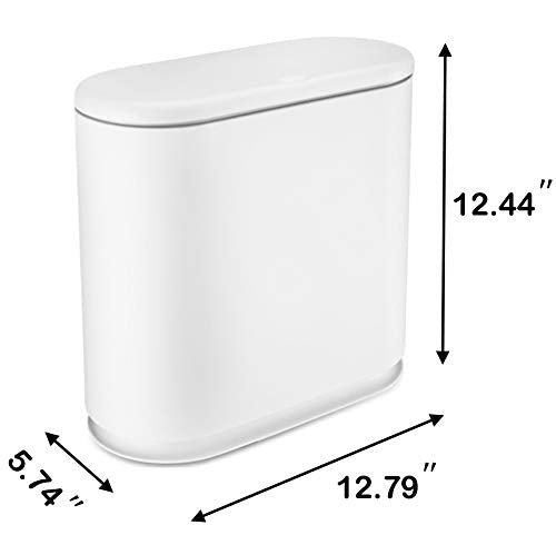 Sooyee 10L Rectangular Plastic Trash Can, Cream White | Press Type Lid, 2.4 Gallon, Wastebasket, For Bathroom, Bedroom, Kitchen,Craft Room, Office