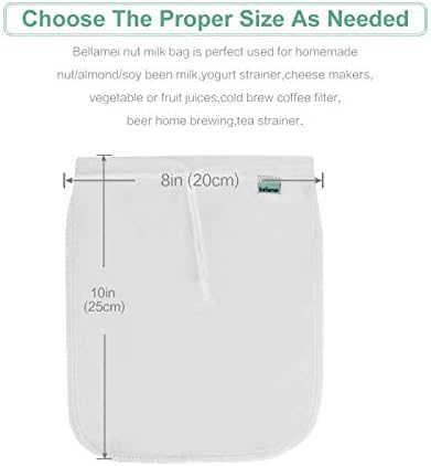 Nut Milk Bag Reusable 2 Pack Food Strainer Nut Bag(8×10 in) | for Almond/Soy Milk Greek Yogurt Professional for Cold Brew Coffee Tea Beer Juice Fine Nylon Mesh