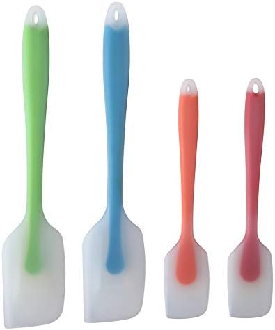 HiramWare Silicone Spatula Set of 4 - Heat Resistant Flexible Spatula 450F with Stainless Steel Core - Food Grade Premium Good Grip Kitchen Utensils - Seamless, Heavy Duty, BPA Free, Dishwasher Safe