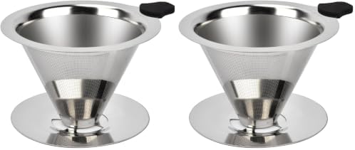 NKOVE Pour Over Coffee Dripper Stainless Steel Reusable Filter Coffee Maker (Pack of 2)