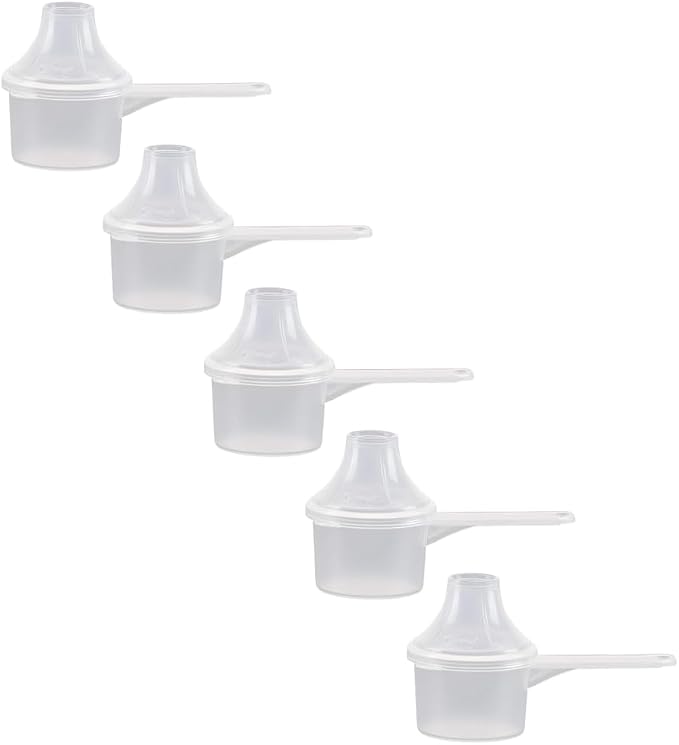 Plastic Short Handle Scoop with Attached Funnel, Measuring Spoons for Powders, Coffee, Pet Food, Protein, Spices and Other Dry Goods (5, 20 cc | 4 Teaspoon | 20 mL)