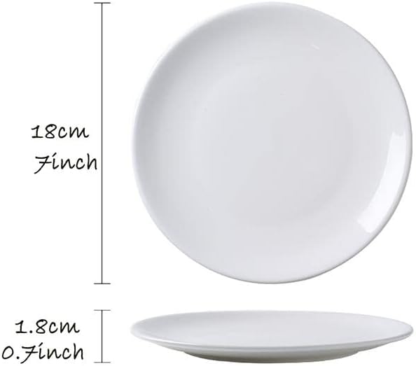 Porcelain Ceramic Plates 3 Pack Round Bone China Plates 7-Inch Dinner Plate | MBBITL Kitchen Serving Dishes for Dessert Appetizer Pasta Cake Salad