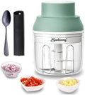 Electric Garlic Chopper Mini, Garlic Masher Mincer Crusher Pepper Chili Nuts Meat Grinder, Food Processor Small with Garlic Peeler And Spoon, 250ML/8.5FL OZ, Green