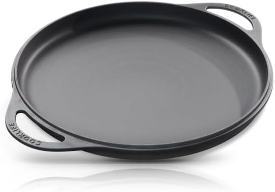 COOKLIFE 12inch Lightweight Pre-Seasoned Cast Iron Griddle Smooth Grill Pan | Non-Stick Polished Flat Pan Use with an Oven, Stove, Grill, or Campfire, Handcrafted, PFAS-Free, Non-Toxic, Easy to Clean