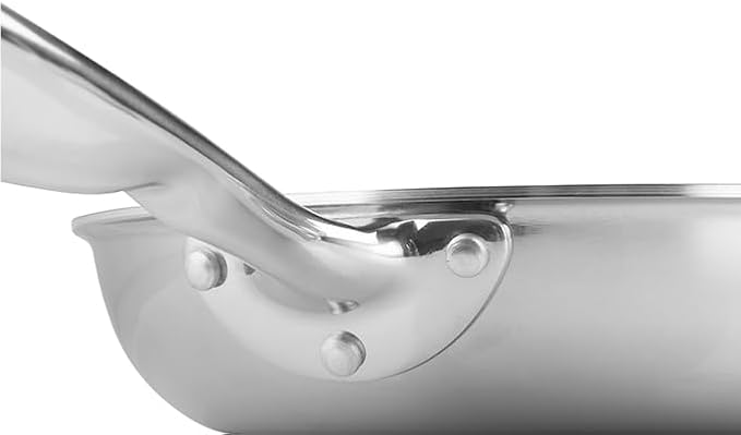 WINCO Tri-Ply Frying Pan, Silver | Induction compatible, Even heat distribution, Helper handle for secure grip, Great for Sauteing, Searing and Frying