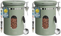 Veken Coffee Canister with Window, Airtight Stainless Steel Container,Date Tracker, Kitchen Food Storage Jars for Beans, Ground, Espresso, Rice,Tea, Sugar, Cereal, Gifts, Scoop,Green, 22OZ (Pack of 2)