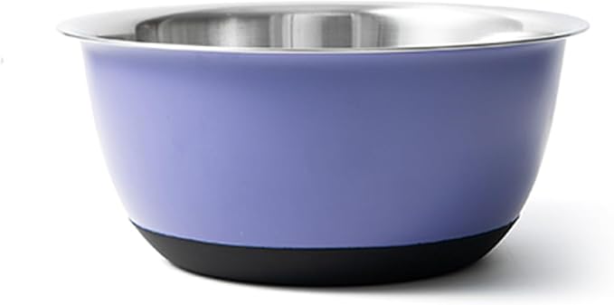 Fox Run Stainless Steel Mixing Bowl, 4.25 Quart Purple Mixing Bowl | Non-Skid Base For Easy Mixing | Cute Purple Design | Double Wall Stainless Steel Mixing Bowl For Temperature Retention