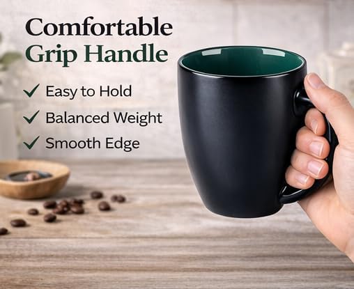 GBhome 16 oz Coffee Mugs Set of 6, Ceramic Coffee Cups- Green
