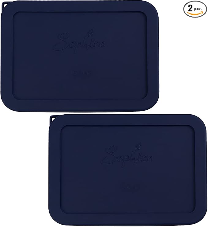 Sophico 6 Cup Rectangle Silicone Airtight Replacement Lid for Pyrex 7211-PC | Food Grade Silicone, Leakproof、Airtight Lids, Dishwasher Microwave Safe(2 pack)