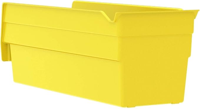 Akro-Mils 30120 Heavy Duty Plastic Shelf Bins, 12"x 4"x 4", Yellow, 24-Pack | Heavy Duty Nesting Storage Bins for Garage, Closet, Refrigerator, Kitchen, Cabinet, Drawer Organization, Pantry Organization
