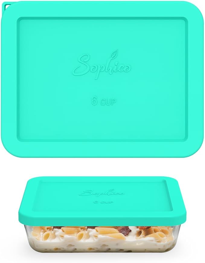 Sophico 6 Cup Rectangle Silicone Airtight Replacement Lid for Pyrex 7211-PC | Food Grade Silicone, Leakproof、Airtight Lids, Dishwasher Microwave Safe