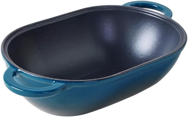 Crucible Cookware Enameled Cast Iron Bread Pan Dutch oven with Lid and Loop Handles - Dark Teal Blue – Oven Safe Form for Baking and Cooking, Artisan Bread Kit - Loaf Pan
