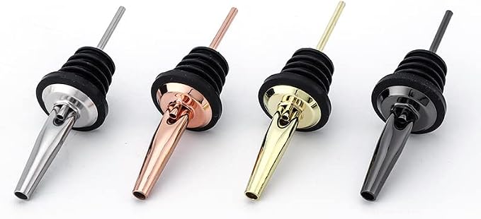 Pafusen 24 Pack Liquor Bottle Pourers, Liquor Pour Spout for Liquor Bottles, Stainless Steel Olive oil Dispenser Spout, Alcohol Pourer Spouts Dust Caps Covers, Rose Gold