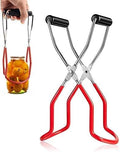 Canning Jar Lifter Tongs - Stainless Steel Jar Lifter with Rubber Grips | Slip Wide-Mouth Clip for Kitchen Restaurant, Red