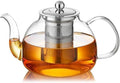 DOPUDO 42OZ (1250ML) Glass Teapot with Infuser Stovetop Safe, Clear Glass Tea Pot Kettle, Borosilicate Tea Pot with Infusers Filter for Loose Tea, Tea Kettle Dishwasher Safe
