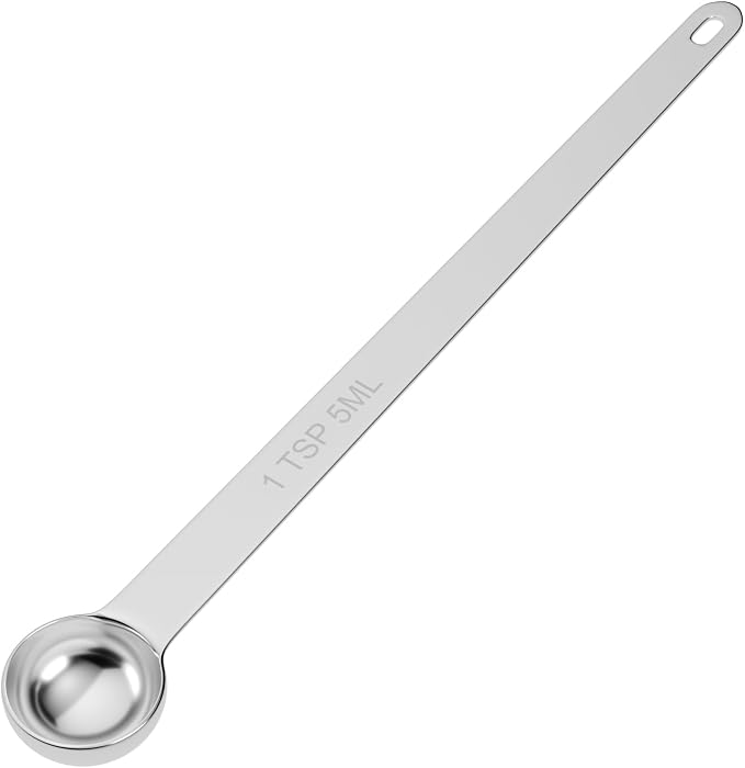 1PCS 1TSP(5ml) Extra Long Handle Measuring Spoon, 18/8 Stainless Steel | Food-Grade SS 304, Accurate, BPA-Free, Dishwasher Safe, Engraved Marking, Kitchen Essential