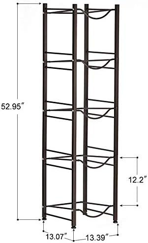 SEHERTIWY 5 Gallon Water Jug Holder Water Bottle Storage Rack, 5 tier water cooler jug rack, 5 gallon water jug stand, 5 Gallon Water Bottle Holder(5 Tier, Dark Brown) | 5-Tier Dark Brown,Heavy-Duty Steel,Rustproof,Easy Assembly,Floor Protection,Save S...