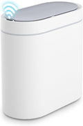 SYNCVIBE Bathroom Trash Can with Lid, 2 Gallon Slim Smart Garbage Can White | Motion Sensor Wastebasket, Narrow Automatic Plastic Trash Bin for Bedroom, Living room, Toilet, Office