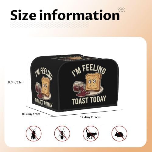 Toaster Cover 4 Slice with Cartoon Toast Pattern Dustproof Protection | Waterproof Fingerprint Wide Slot Reusable for Kitchen Small Appliance