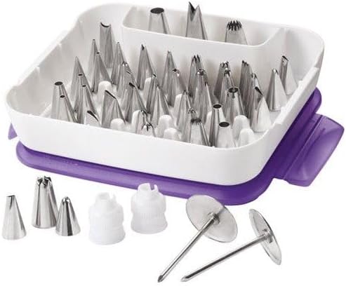Wilton Master Cake Decorating Piping Tips Set, Cupcake Decorating, 55-Piece | 55-Piece Stainless Steel Tip Set with Storage Case for Piping Rosettes, Stars, Leaves & Borders on Cakes & Cupcakes