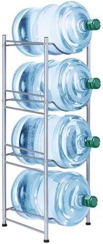 SEHERTIWY 5 Gallon Water Jug Holder, 4-Tier Bottle Holder for Home, Office | Heavy Duty Water Storage Rack Save Space, SILVER