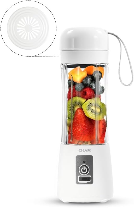 Portable Blender - Cordless 13oz. Personal Blender for Shakes and Smoothies, Licuadora, BPA Free, USB-C Rechargeable, Mini juicer for Travel, Leakproof, Juicer Cup, Ice Crush (White)
