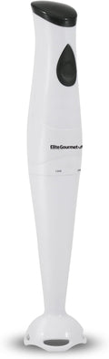 Elite Gourmet EHB-2425X Immersion Hand Blender, 1-Touch, 150W, White | Doubles as a mixer and chopper for soups, sauces, and baby food