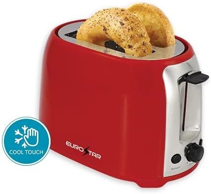 EUROSTAR ET751R 2-Slice Cool Touch Wide-Slot Toaster, Red