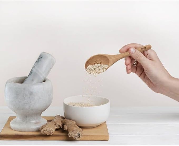 Wooden Measuring Cups and Spoons Set, 10 Piece, Handcrafted | Measuring Cup with Tablespoon Teaspoon Measuring Spoons, For Dry Ingredients, Natural Beech Wood, For Cooking Baking