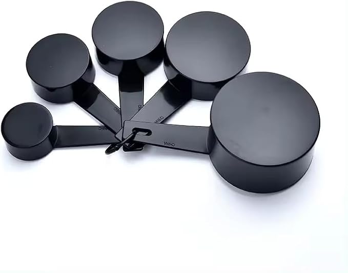 Ovenza Measuring Cups and Spoons Set, 10 Piece BPA-Free Plastic Kitchen Measuring Set, 5 Cups & 5 Spoons, Dishwasher Safe, Nesting Design for Baking and Cooking – Black