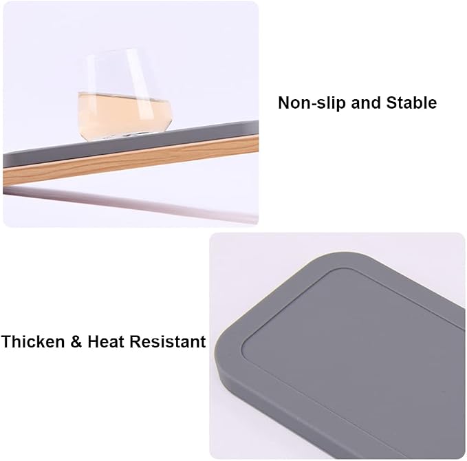 Small Silicone Heat Resistant Mat for Curling Iron, Heat Pad for Hot Hair Tools, Kitchen Sink Organizer Tray and Sponge Holder for Bathroom Counter, Groove Coasters for Drinks (Gray)