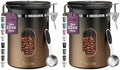 Veken Coffee Canister with Window, Airtight Stainless Steel Container,Date Tracker, Kitchen Food Storage Jars for Beans, Ground, Espresso, Rice,Tea,Sugar, Cereal, Gifts, Scoop,Copper, 22OZ (Pack of 2)