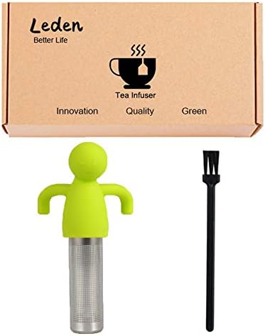 Stainless Steel Tea Infuser Steeper for Loose Tea Extra Fine Mesh Green | Stainless Steel Fun Person-shaped Design Tea Strainer Filter with Silicone Handle for Loose Tea Ball for Cup Mug