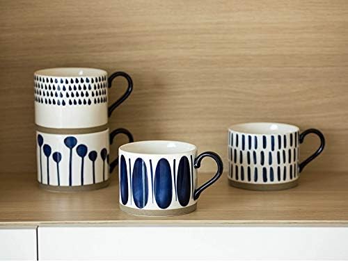 Koja Colorful Hand Painted Ceramic Mugs, 16 oz, Set of 4, Dishwasher Safe | Also microwave safe. Colorful hand painted set makes a great gift for coffee or tea lovers.