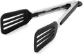Cooking Tong 9 inches Stainless Steel Kitchen Silicone Serving Tong | Heat Resistant Meat Turner Spatula Tongs Fish Tongs for Grilling Steak Salad Pasta Buffet Serving (Black)
