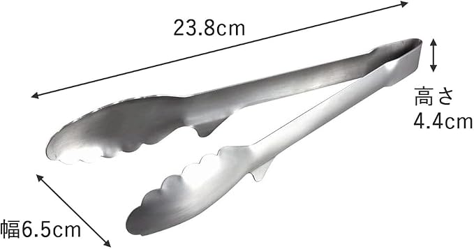 Shimomura Planning Tongs, Total Length 9.4 inches (23.8 cm), Made in Japan, Dishwasher Safe, Floating Tip, Easy to Clean, Fry Cooking, Tabletop Tongs, Stainless Steel, Tsubamesanjo 36292